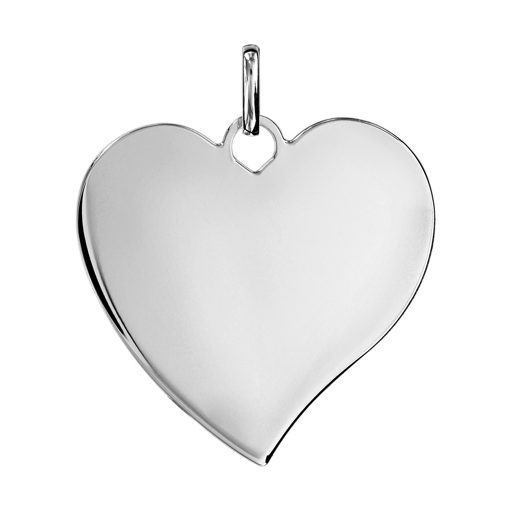 Pendentif en argent rhodié coeur à graver petit modèle - plaque fine