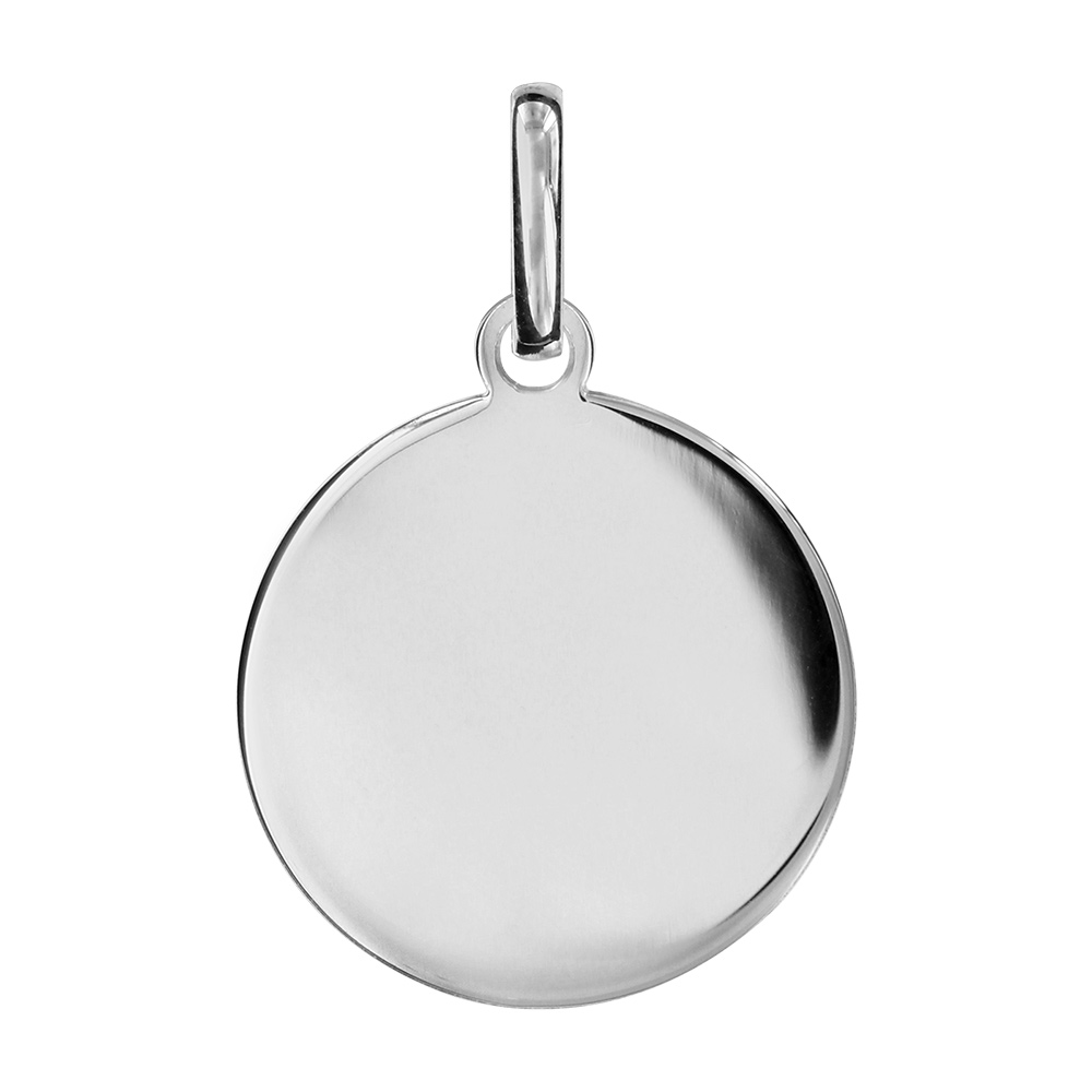 Pendentif en argent rhodié médaille à graver moyen modèle diamètre 20mm - plaque fine