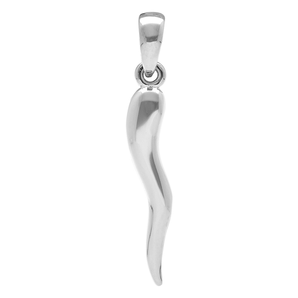 Pendentif en argent rhodié corne italienne - porte bonheur italien