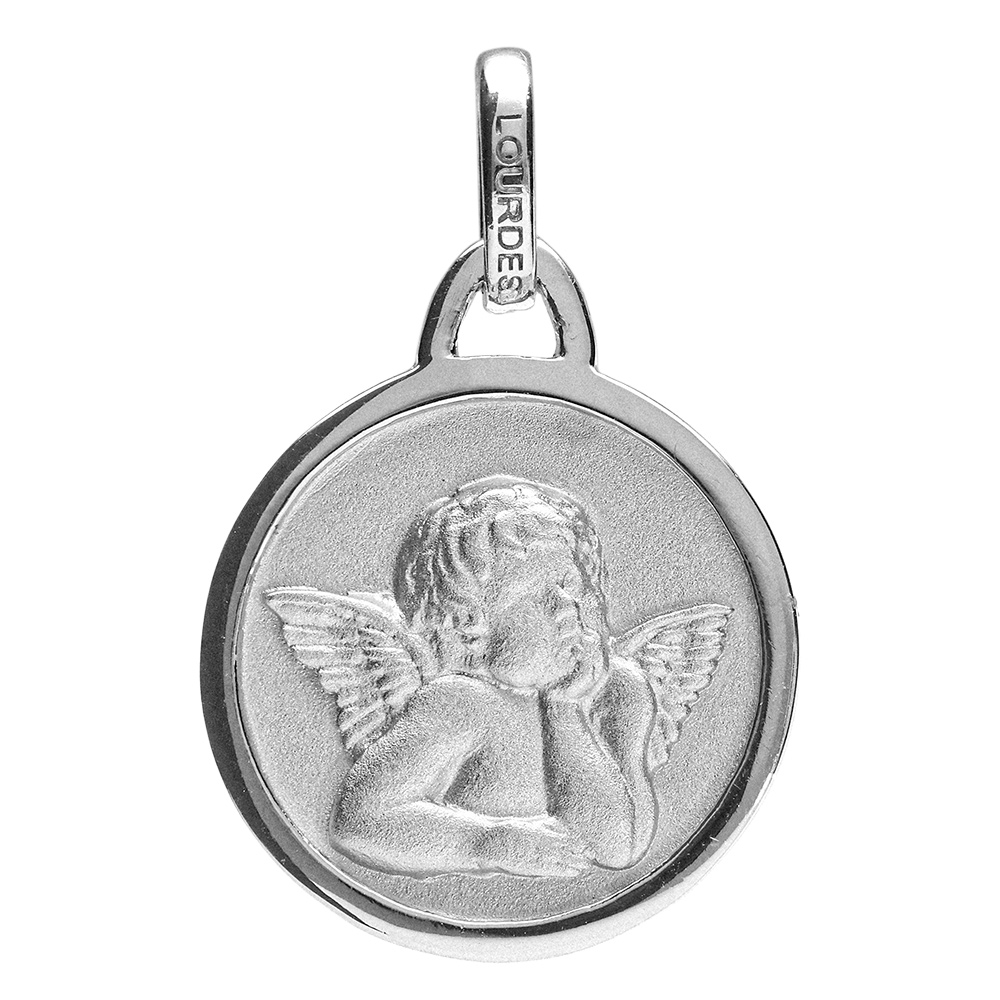 Pendentif médaille en argent ange et le pourtour brillant