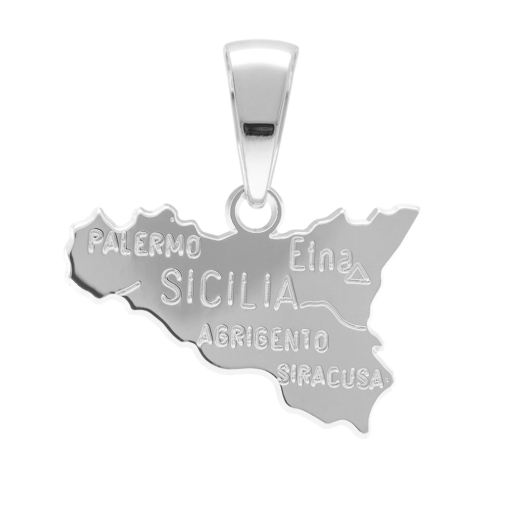 Pendentif en argent carte de la Sicile