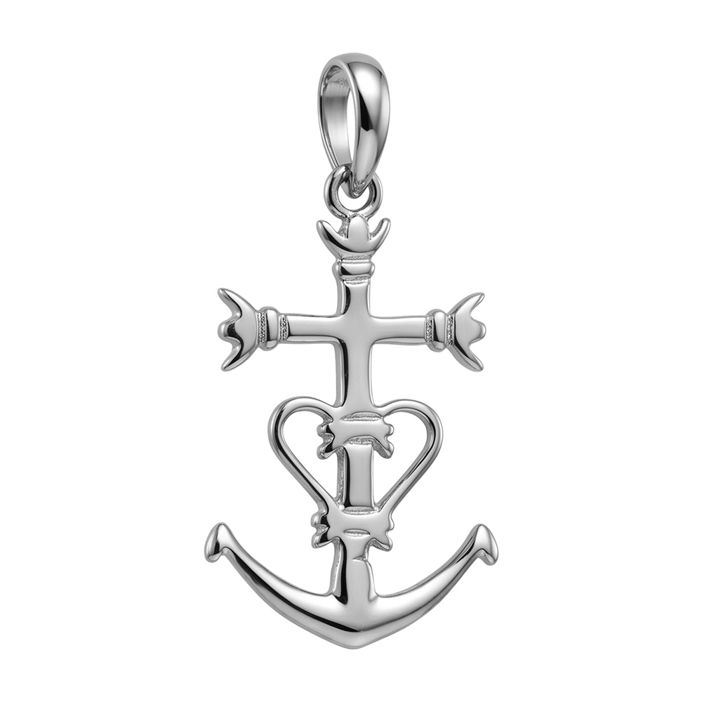 Pendentif en argent rhodié croix Camarguaise moyen modèle - Symbole de la Camargue