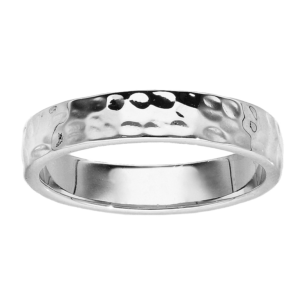 Bague en argent rhodié style alliance martelée 4mm