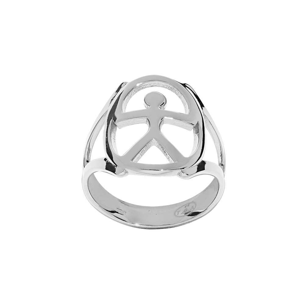 Bague en argent platiné motif "indalo"