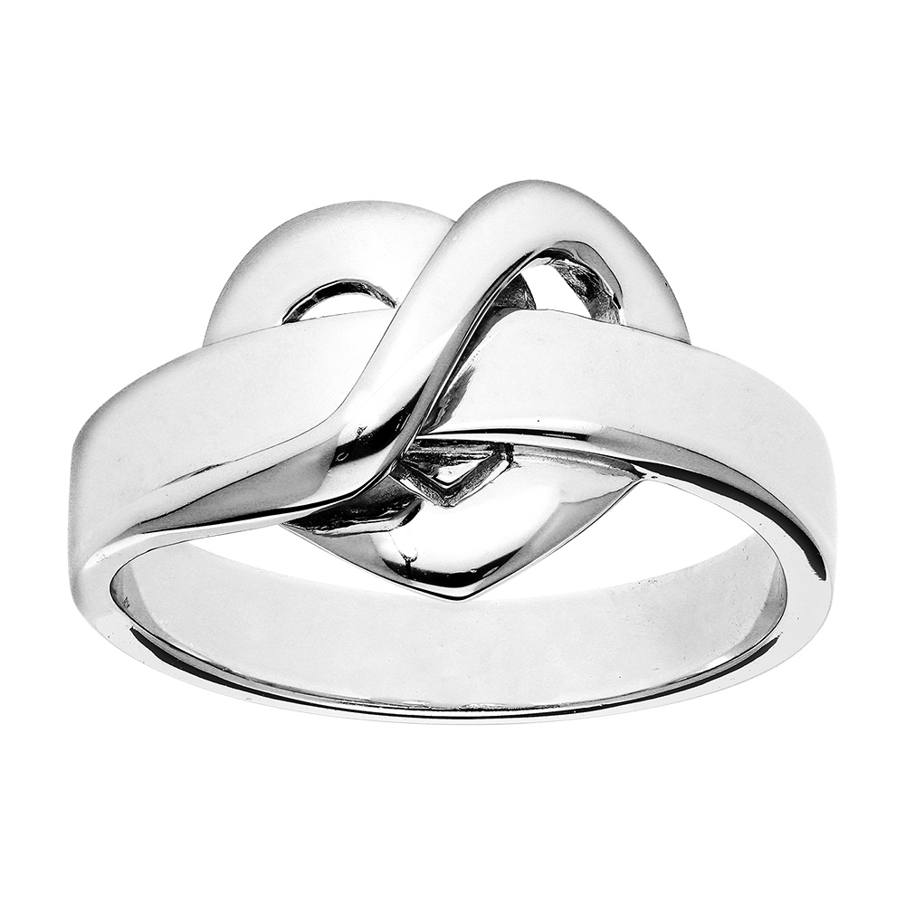 Bague en argent rhodié coeur entrelacé à graver