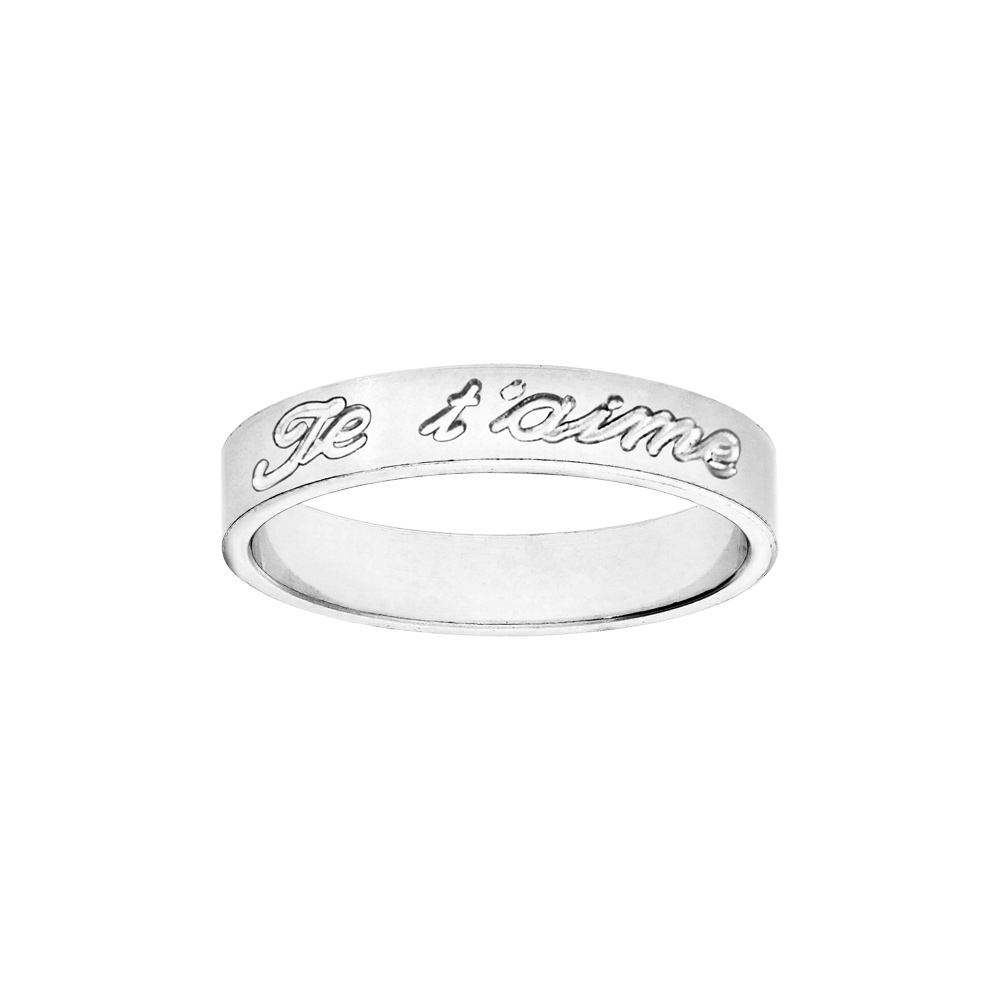 Alliance ruban en argent 4mm gravée "Je t'aime" Alliance ruban en argent 4mm gravée "Je t'aime"