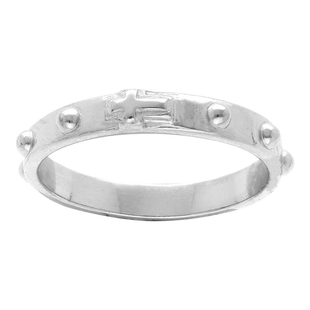 Bague en argent rhodié dizainier