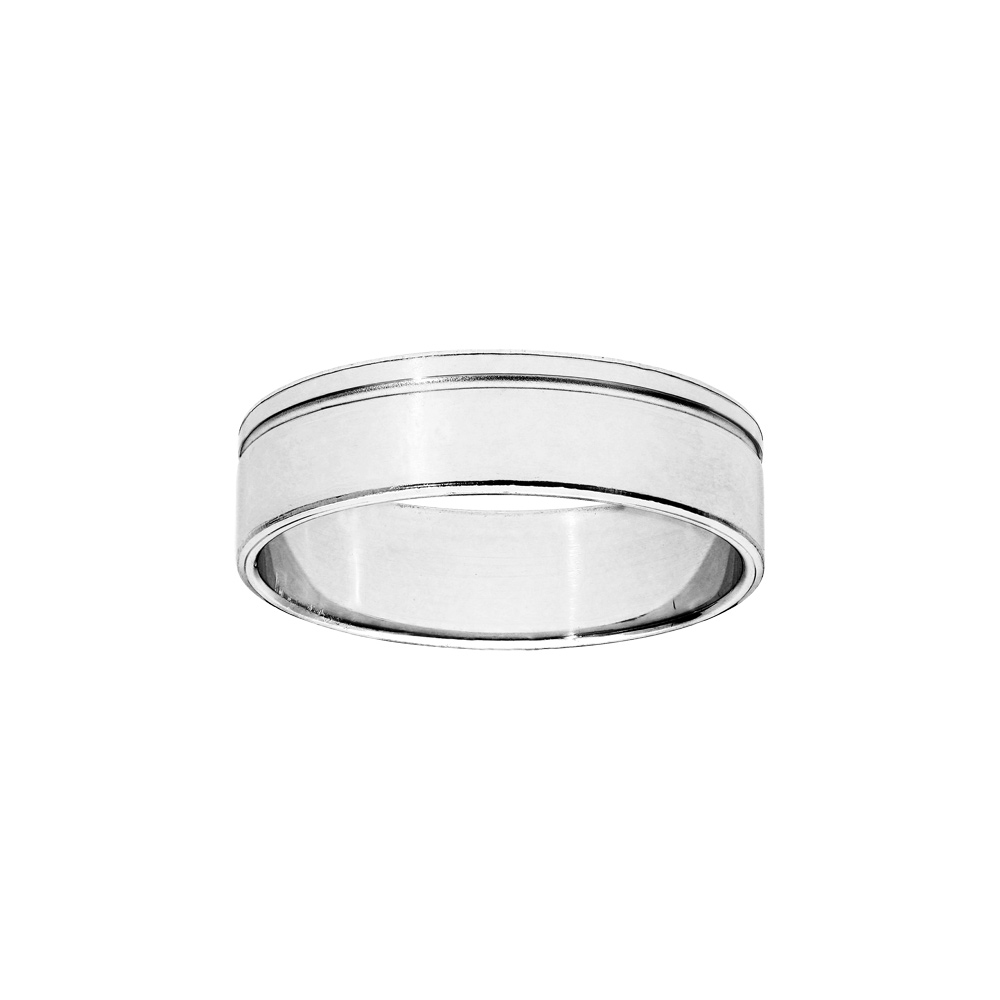Alliance en argent ruban avec filet largeur 6mm