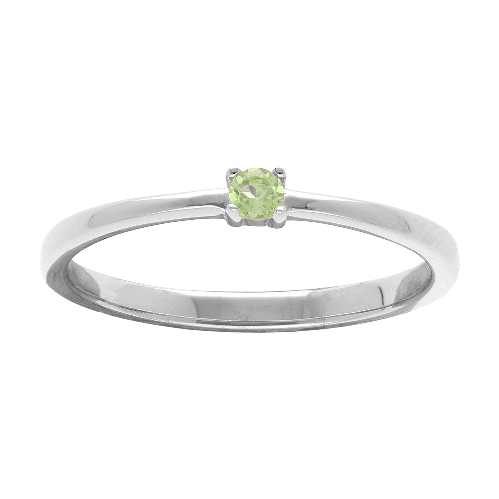 Bague en argent rhodié avec pierre véritable Péridot 2,5mm Bague en argent rhodié avec pierre véritable Péridot 2,5mm
