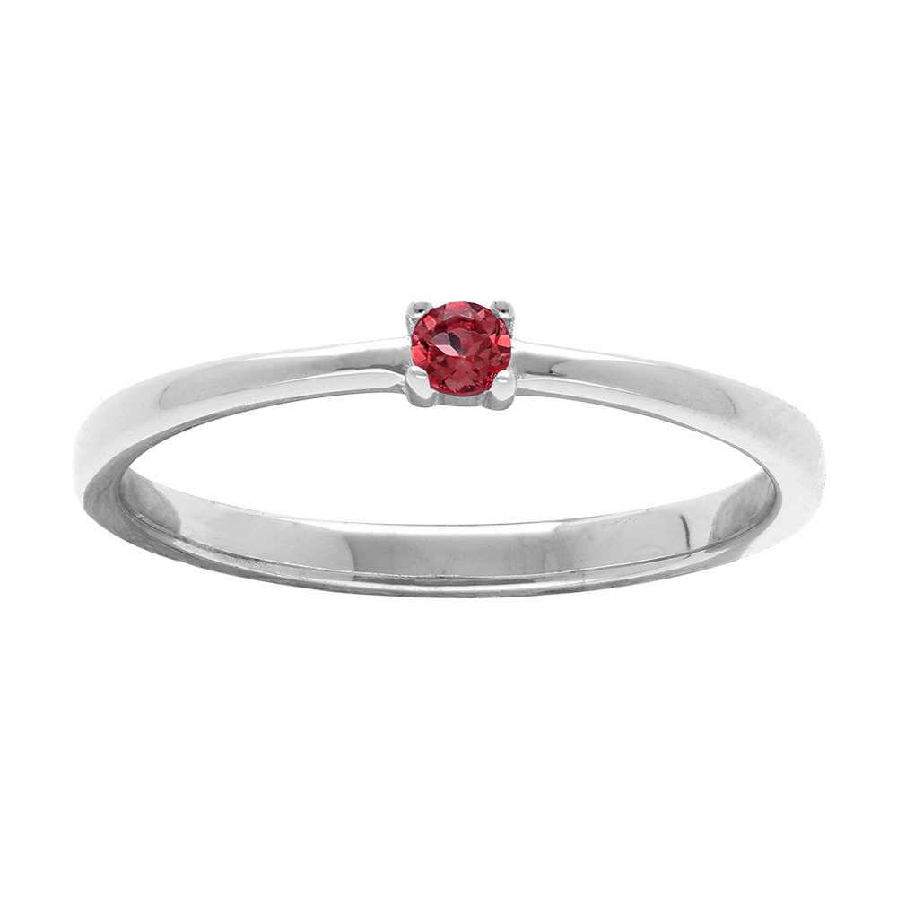Bague en argent rhodié avec pierre véritable Grenat 2,5mm Bague en argent rhodié avec pierre véritable Grenat 2,5mm