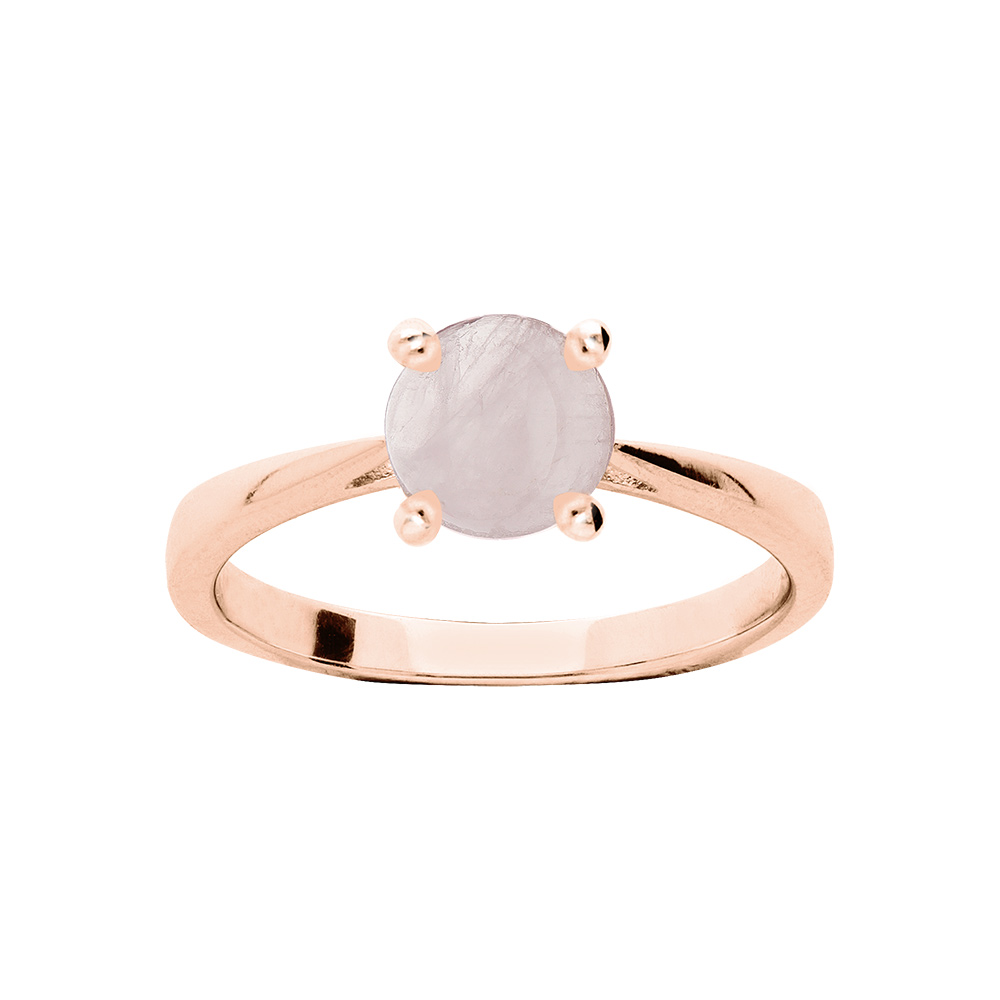 Bague en argent rose anneau simple avec pierre véritable Quartz rose 6,5mm