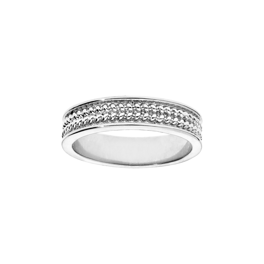 Alliance en argent rhodié motif en V largeur 5mm