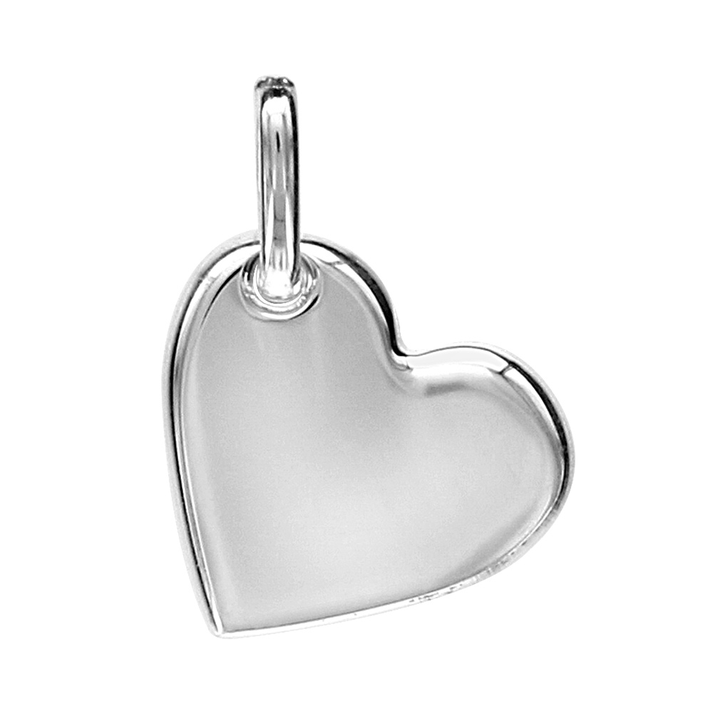 Pendentif argent rhodié coeur plat troué