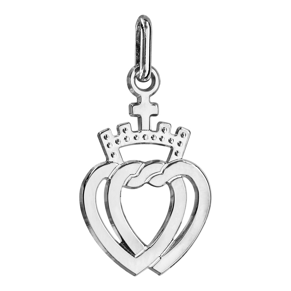 Pendentif en argent rhodié logo symbole de la Vendée, coeur vendéen