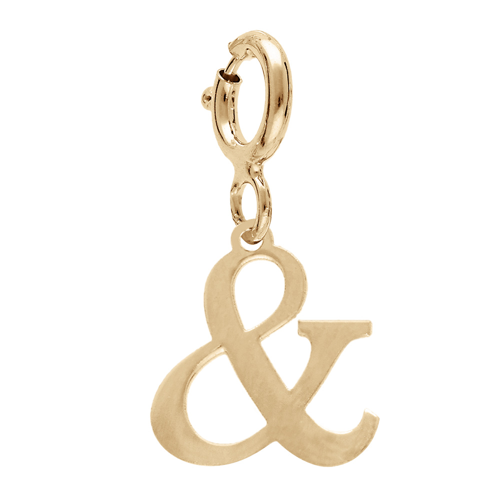 Pendentif Charms en argent et dorure jaune symbole & sur fermoir anneau ressort