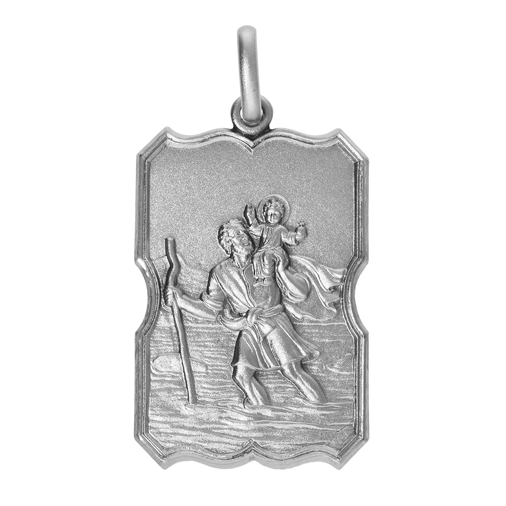 Pendentif en argent rectangulaire Saint Christophe