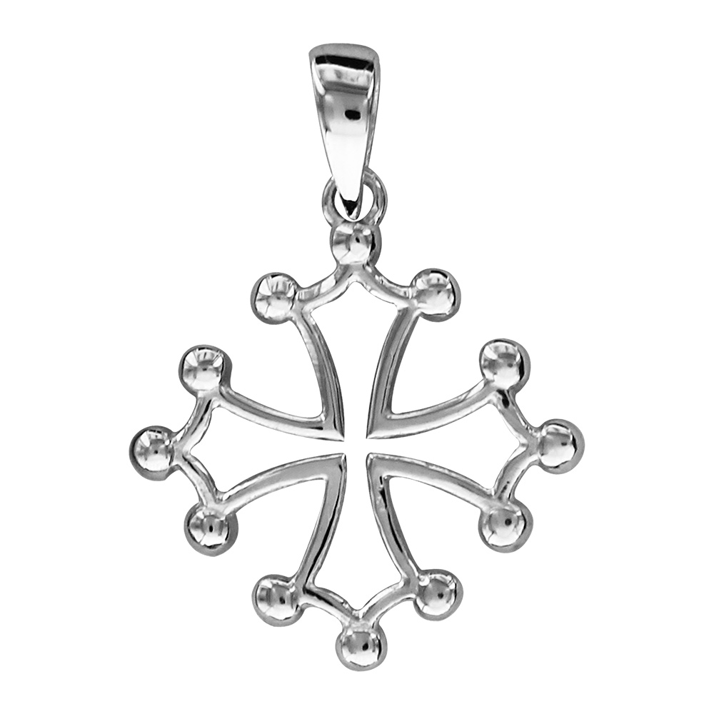 Pendentif croix occitane en argent rhodié évidée petit modèle