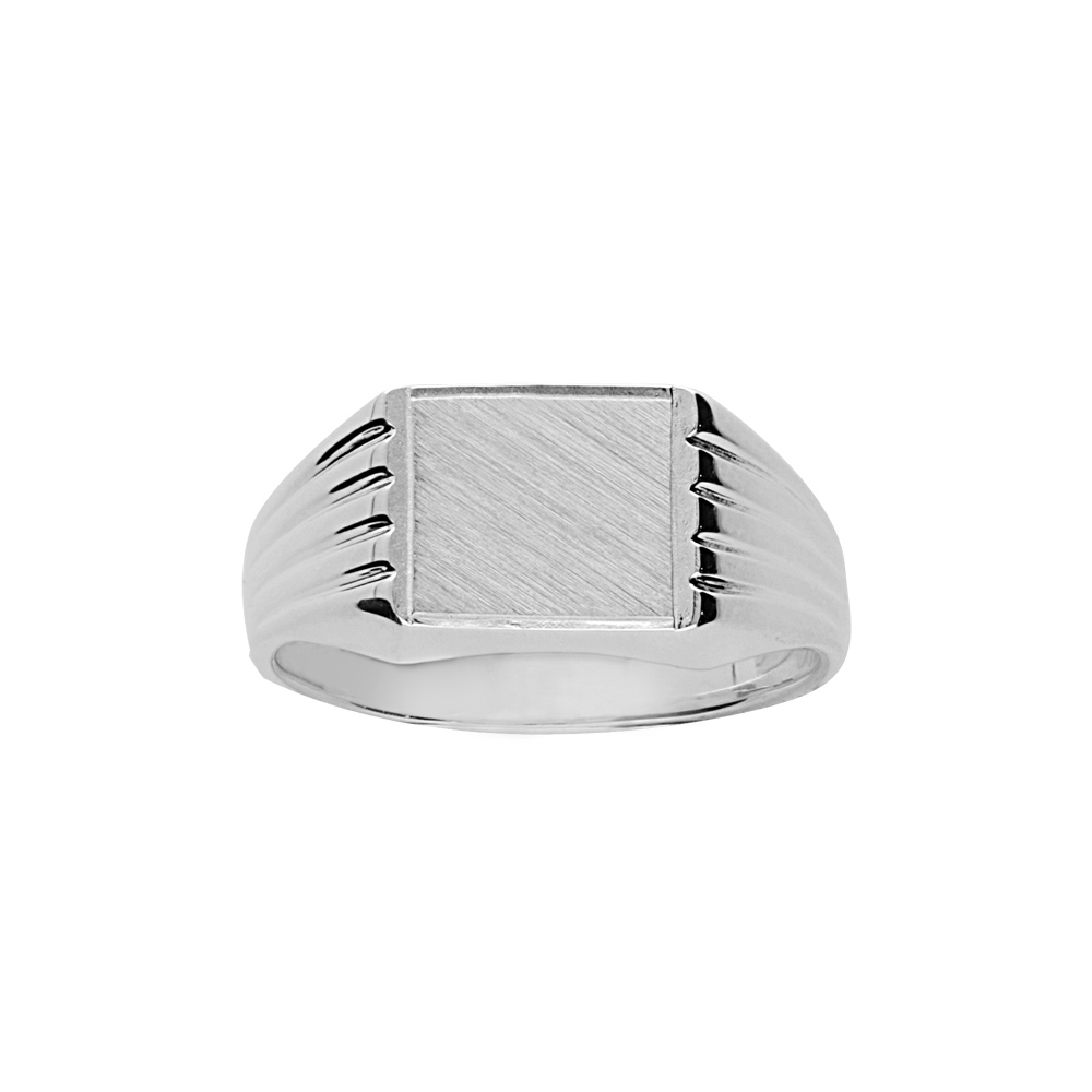Chevalière en argent plateau carré 8mm X 8mm et godrons sur les côtés