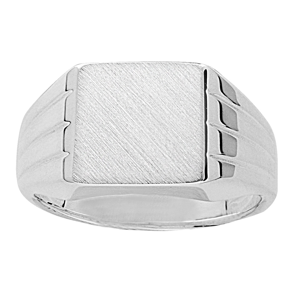 Chevalière en argent plateau rectangulaire et strié sur les cotés