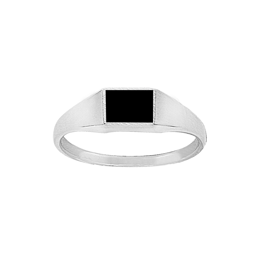 Chevalière en argent plateau carré en onyx synthétique