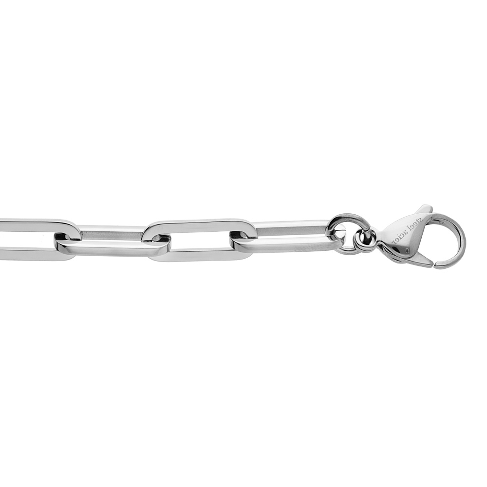 Bracelet en acier grande maille rectangulaire 21+1cm