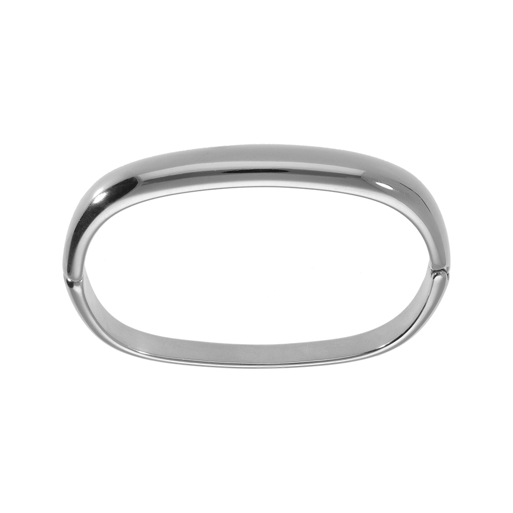 Bracelet en acier demi jonc forme rectangulaire articulé diamètre 60x51mm