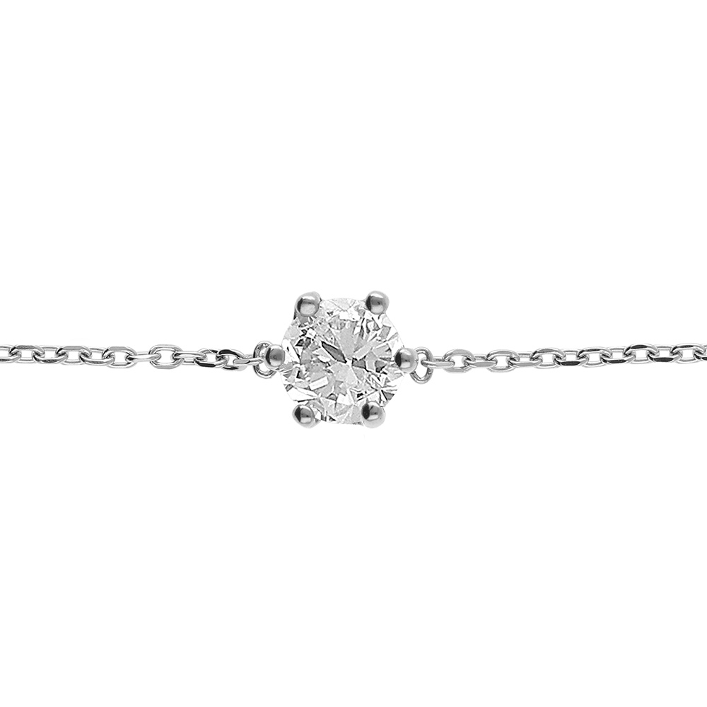 Bracelet en acier solitaire  oxyde blanc 6mm - 16+3cm