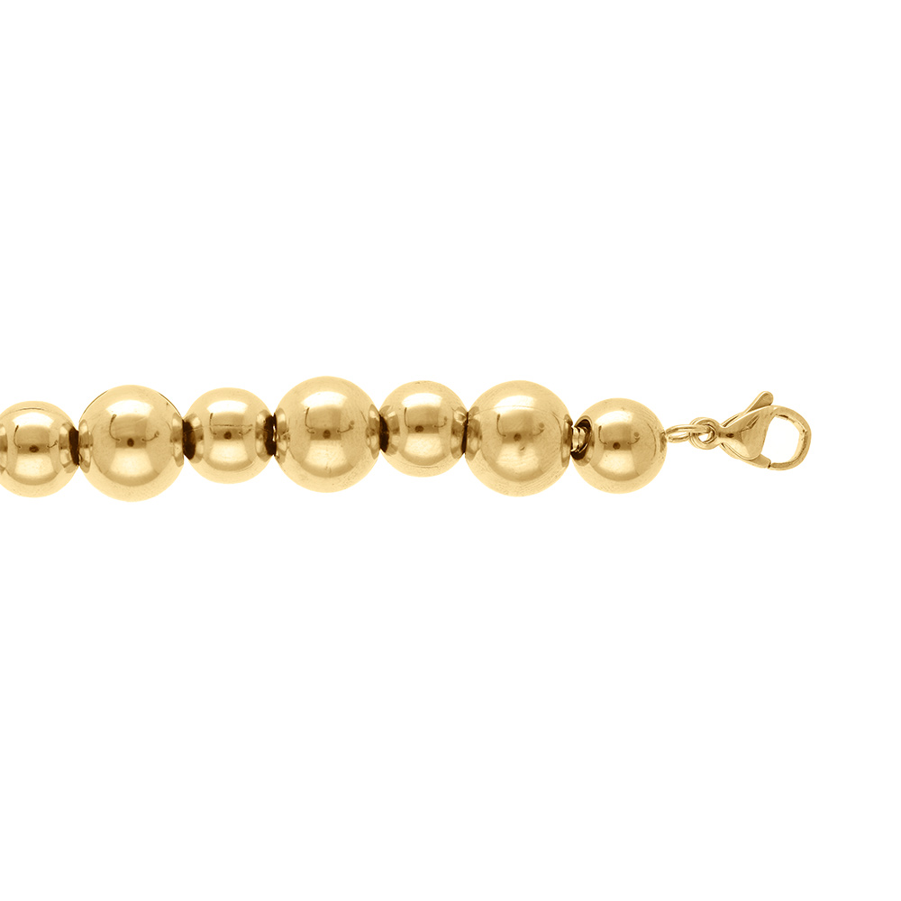 Bracelet en acier doré de boules 8mm et 10mm  - 18+3cm