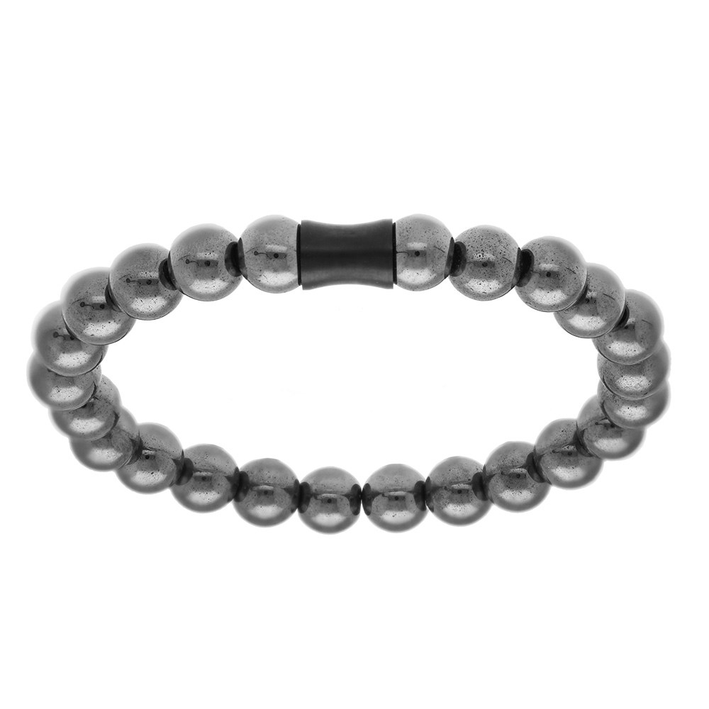 Bracelet en acier extensible boules 8mm hématite