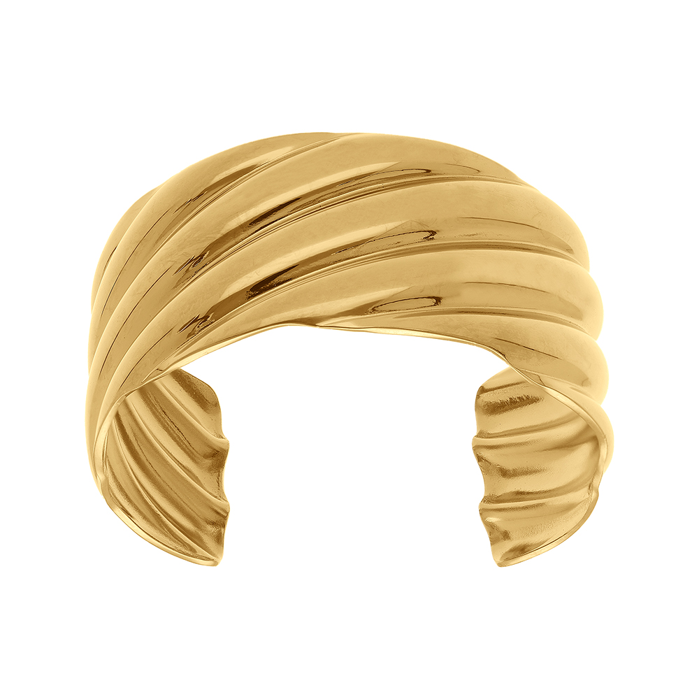 Bracelet en acier doré rigide avec un effet drapé