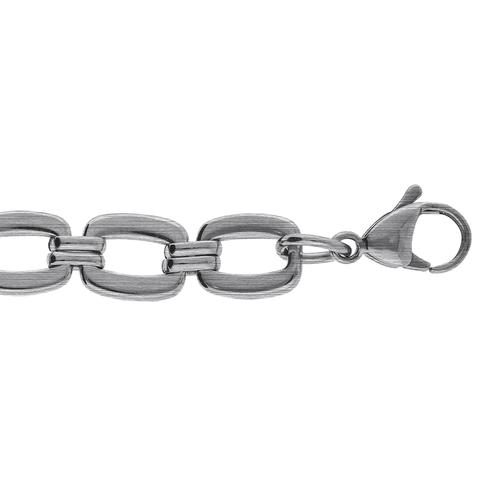 Bracelet en acier satiné maille rectangulaire - 18+3cm