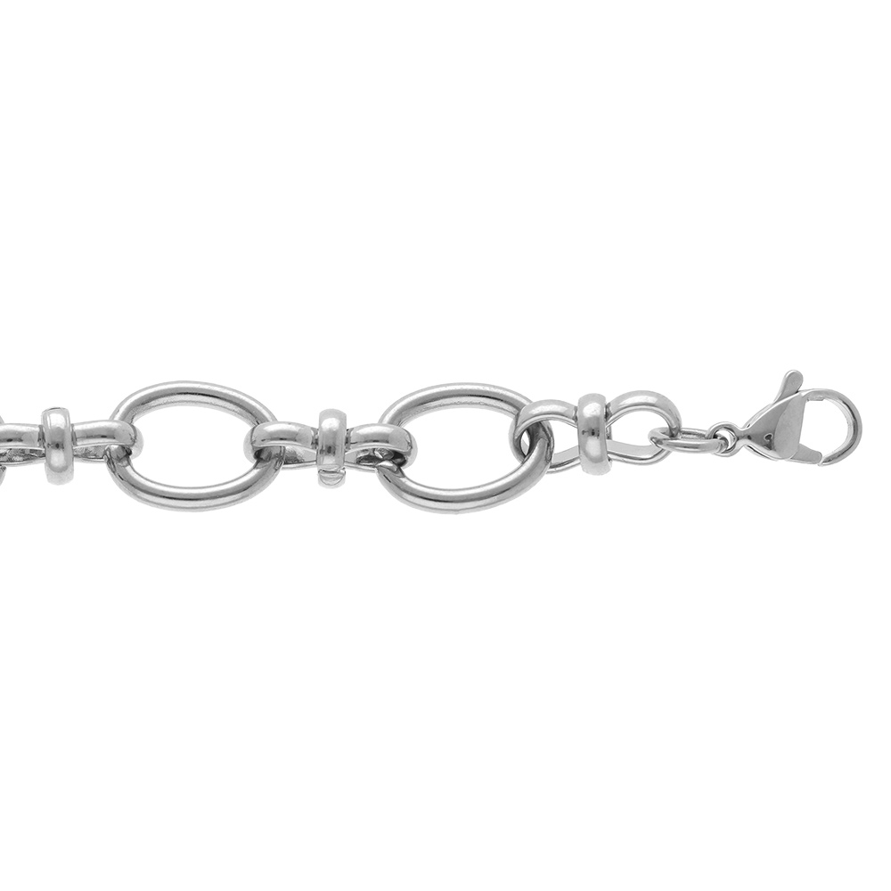 Bracelet en acier mailles ovales - 17+3cm