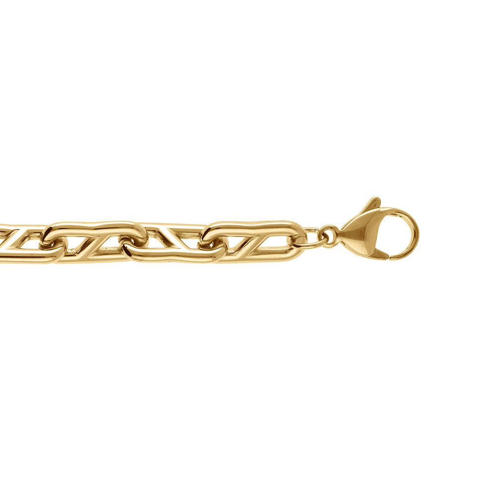 Bracelet en acier doré grosse maille marine - 19+3cm
