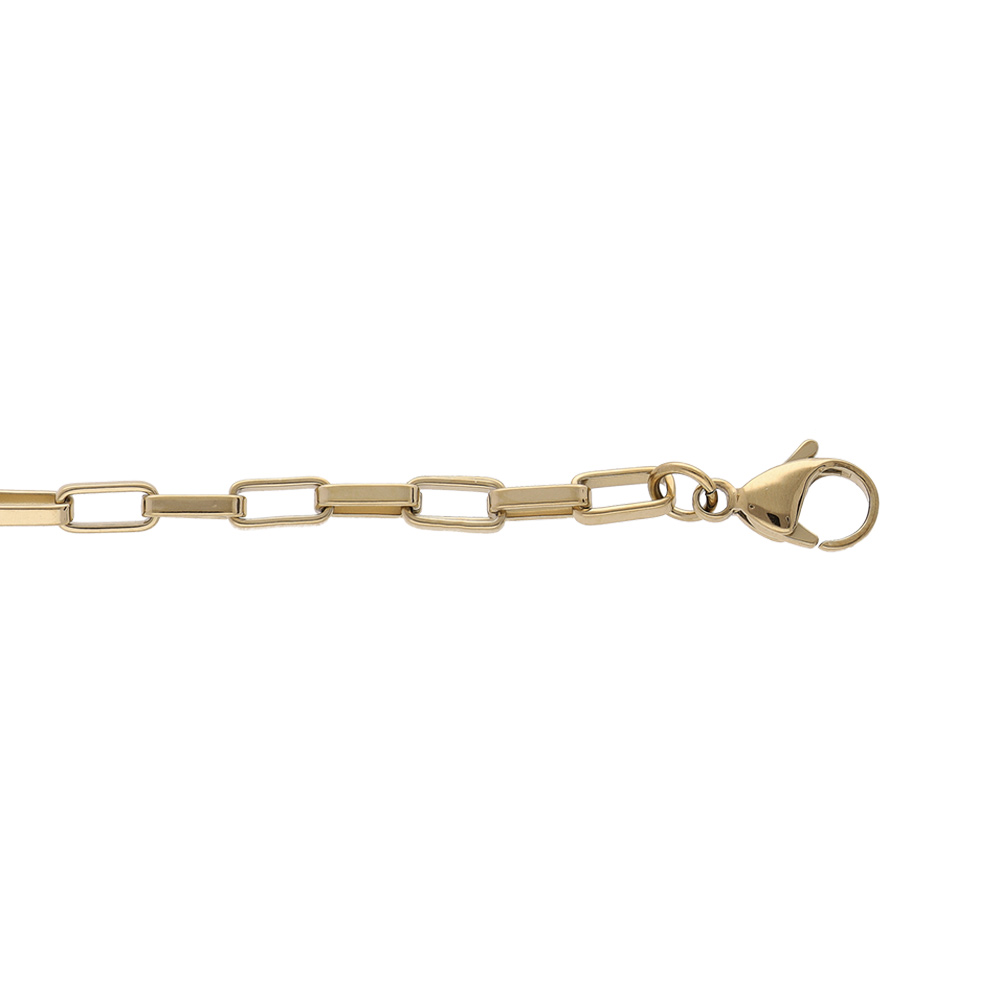 Bracelet en acier et PVD jaune maille rectangle 17+4cm