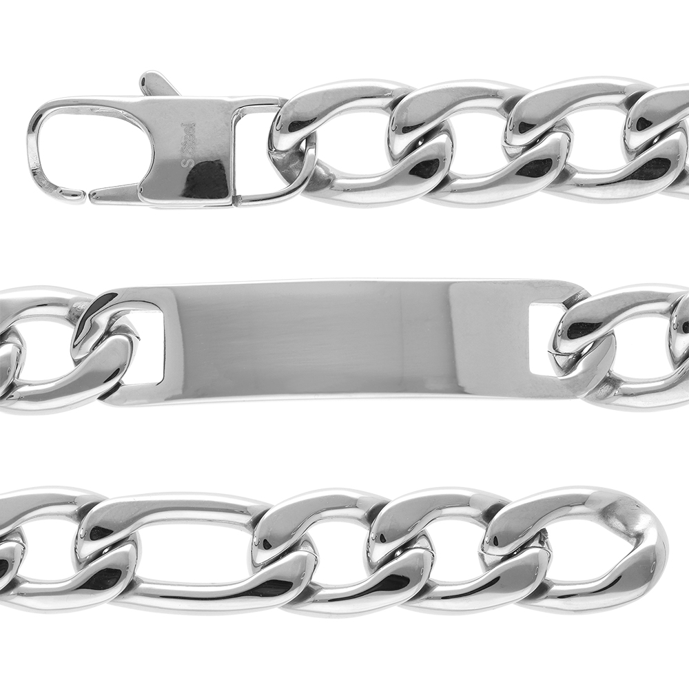Gourmette en acier maille 1+3 largeur 11mm et longueur 22cm