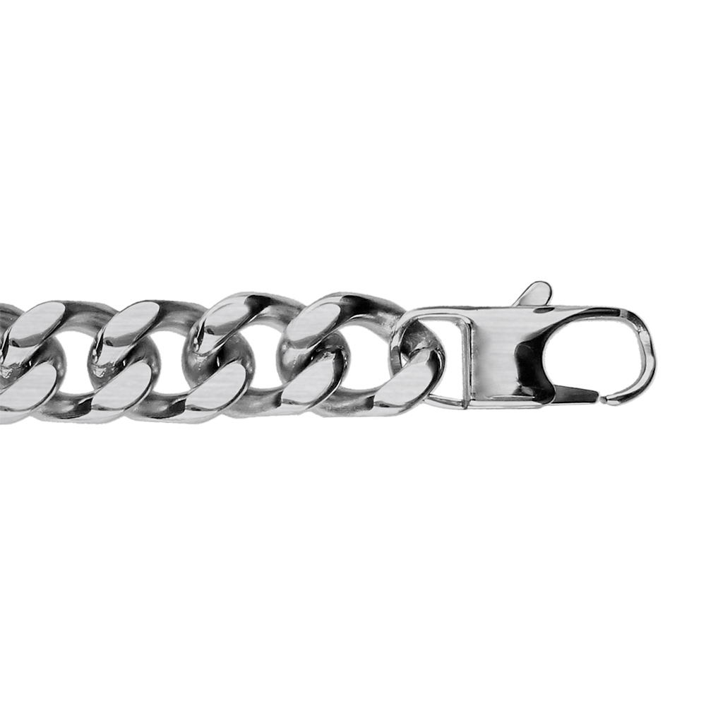 Bracelet en acier satiné maille gourmette 12mm  - 23cm