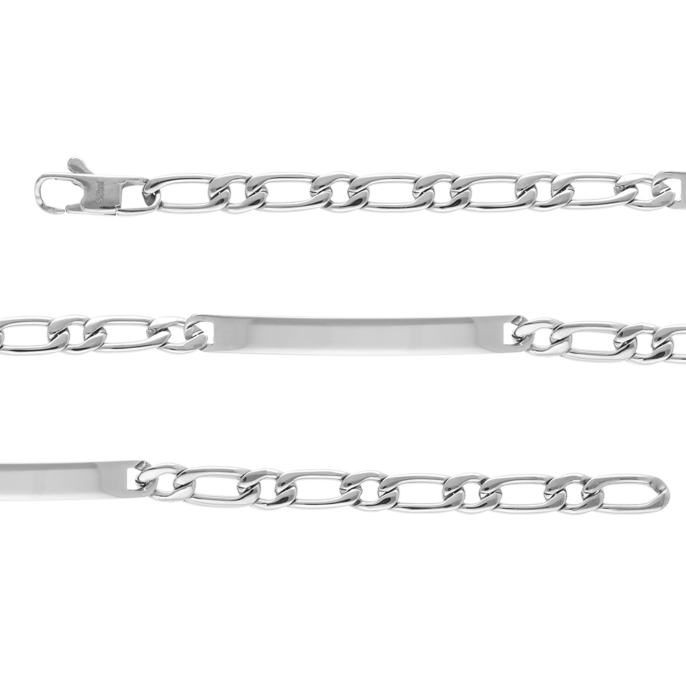 1001 BIJOUX Gourmette en acier maille 1+1 largeur 5mm et longueur 18cm 