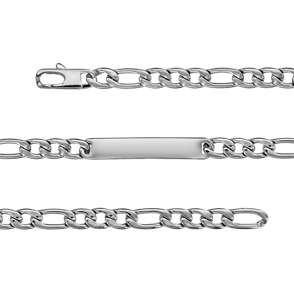 Gourmette en acier maille 1+3 largeur 7mm et longueur 21cm