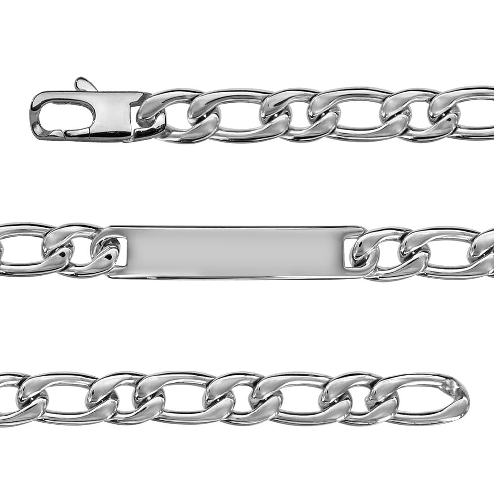 Gourmette en acier maille 1+1 largeur 9mm et longueur 21cm