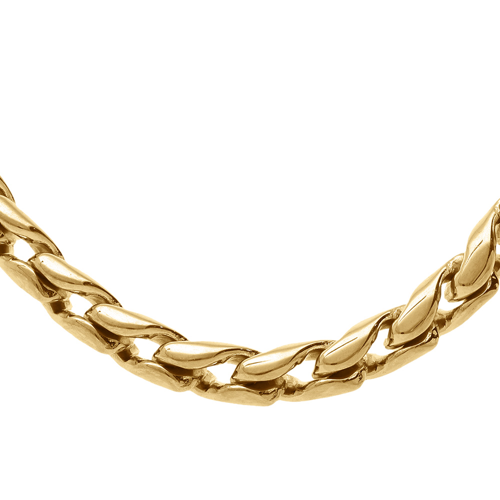 Collier en acier doré maille aspect torsade - 49+5cm
