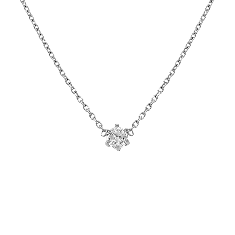 Collier en acier solitaire de 4mm oxyde blanc serti - 38cm+4cm