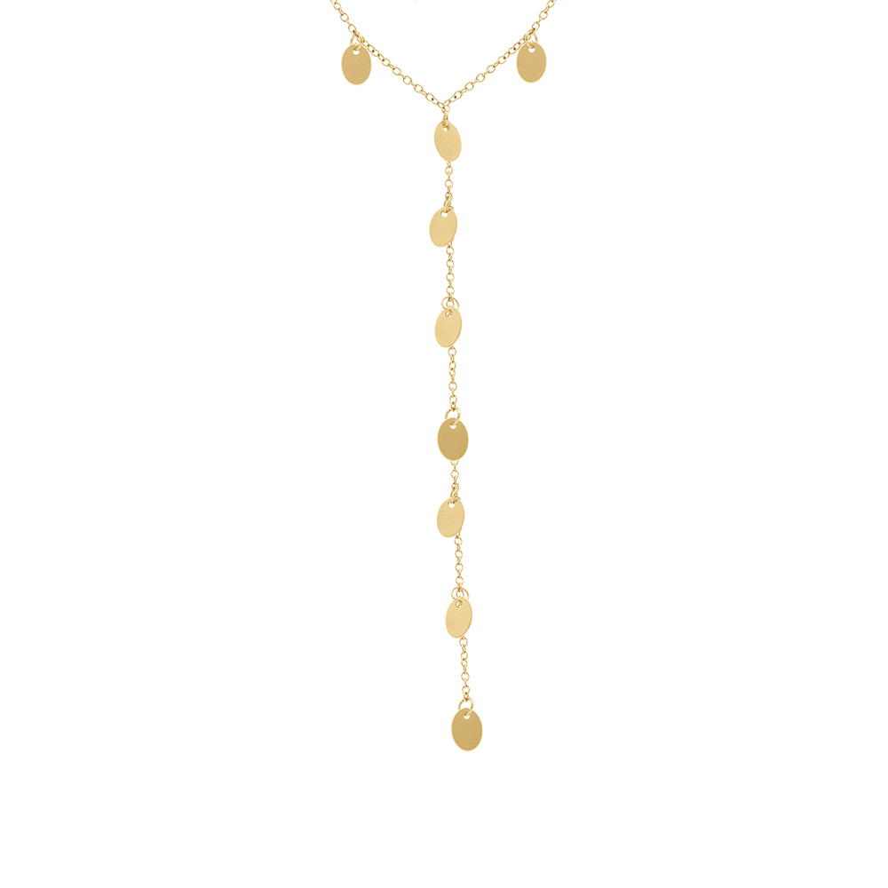 Collier en acier doré cravate (10 cm) avec pastilles lisses - 45+5cm