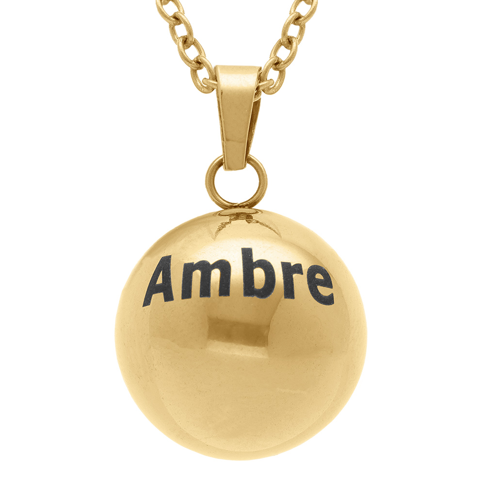 Collier en acier doré bola de grossesse rond 20mm - 80+10cm