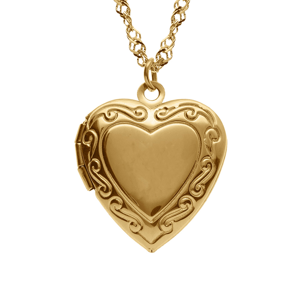 Collier en acier doré pendentif cassolette coeur - 45+10cm