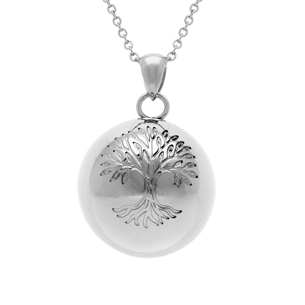 Collier en acier bola de grossesse rond 21mm arbre de vie  - 90+20cm