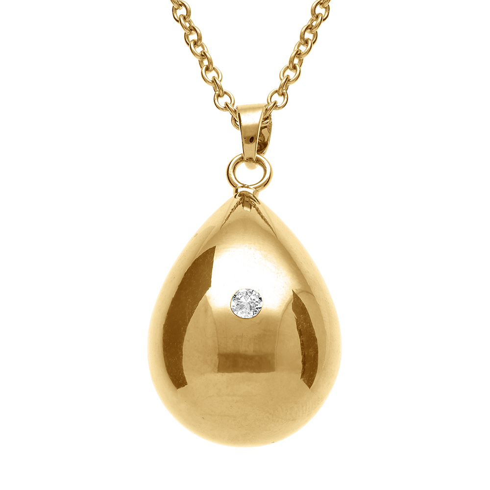 Collier en acier doré bola de grossesse goutte avec un oxyde 80+10cm
