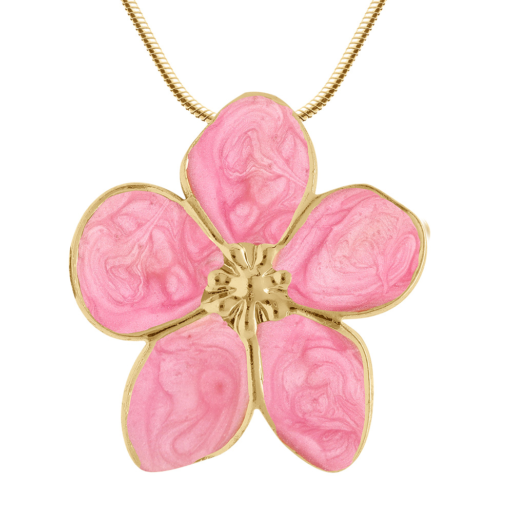 Collier en acier doré Stella Mia fleur nacrée rose pendentif fleur - 41+5cm