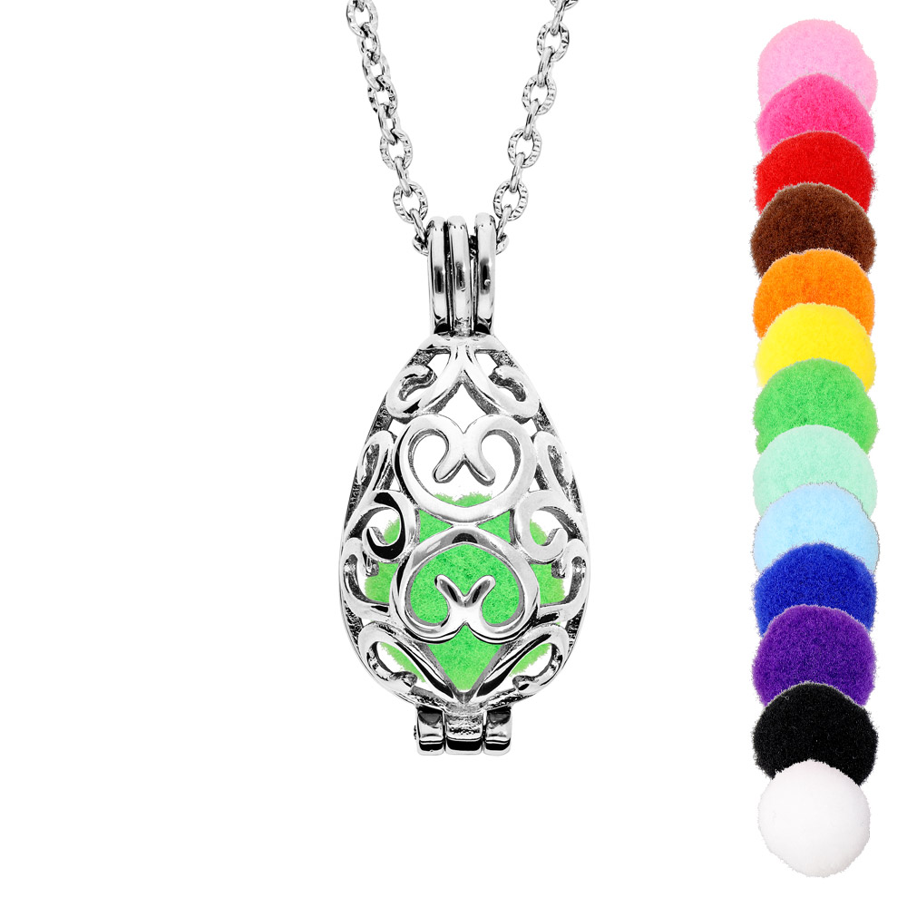 Collier Bola diffuseur de parfum forme goutte dentelée - réglable 60 à 100cm