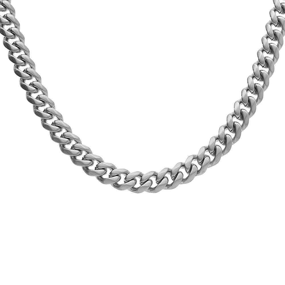 Chaîne en acier satiné maille gourmette 5mm  - 50cm