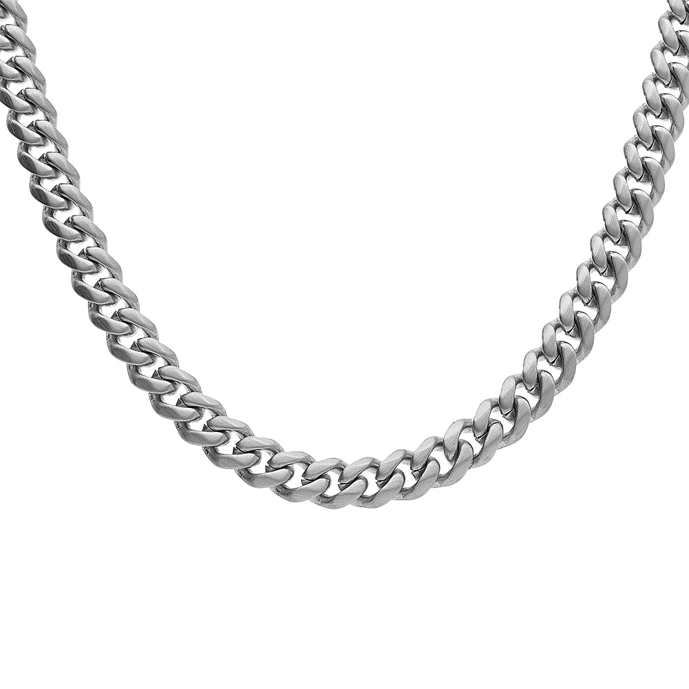 Chaîne en acier satiné maille gourmette 5mm  - 55cm